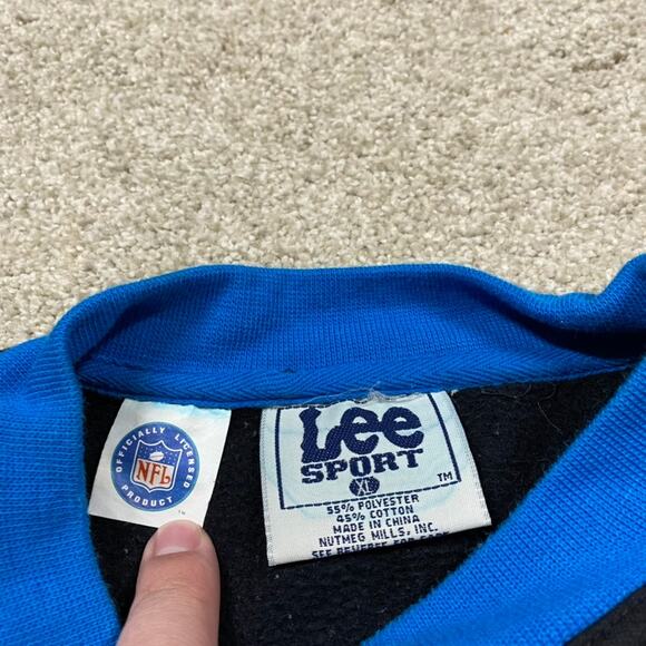 VTG Carolina Panthers Sweatshirt XL Black Crewneck 90s Pullover Lee NFL Sports - Picture 3 of 8